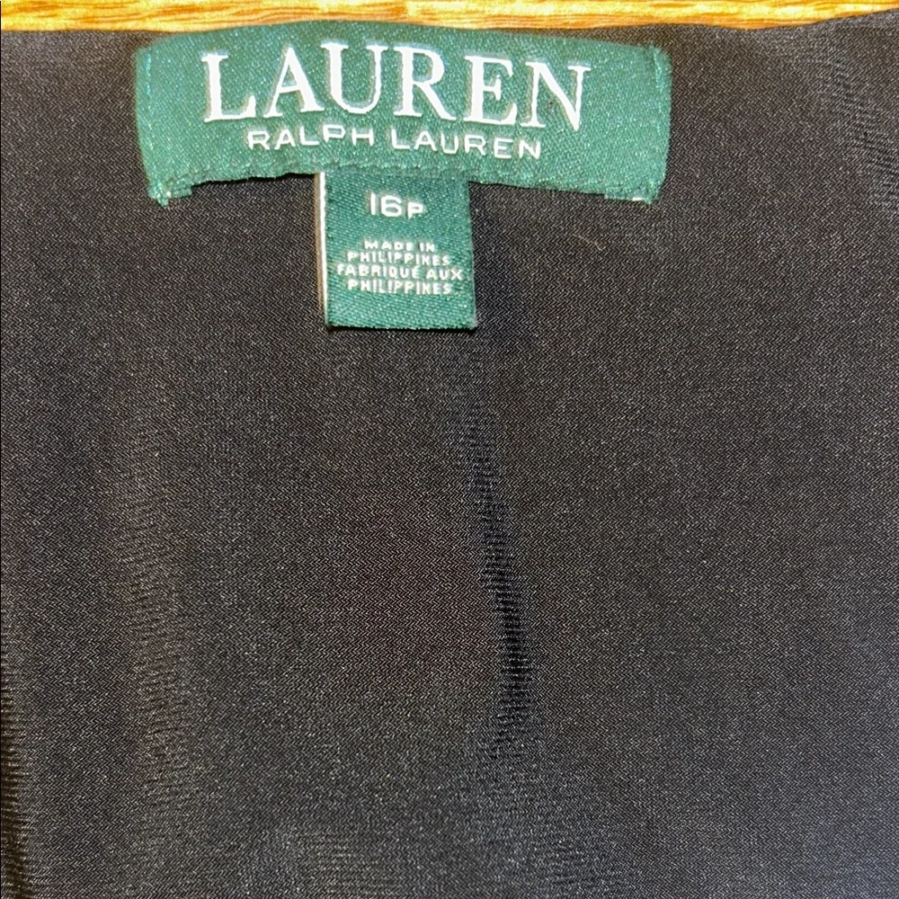 Lauren Ralph Lauren Black Dress with White Ruffle size 16 Petite - Picture 2 of 10